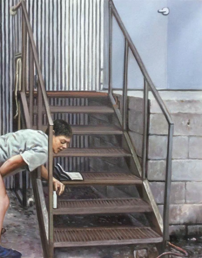 portrait art LGBT scène érotique hommes nu  huile sur toile signée