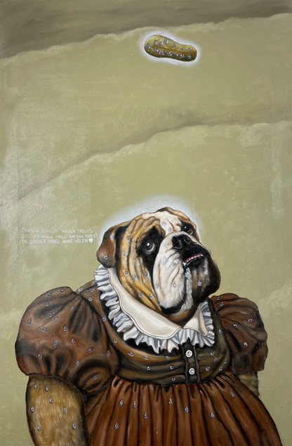 Tableau huile sur toile-d'après Donald Roller Wilson- chien-bulldog