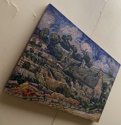 art-decoration-tableau-peinture-huile-toile-paysage-campagne-maison -d'après Van Gogh