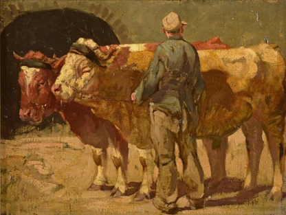 Peinture image huile paysage  scene paysanne peinture à l'huile peinture à l'huile signée Jo Strahn