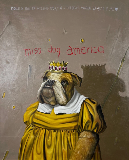 Tableau huile sur toile-d'après Donald Roller Wilson- chien-reine-bulldog