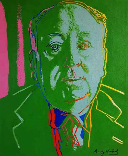 pop art-portrait-Alfred Hitchcock-hommes-cinéma-peinture-huile-toile