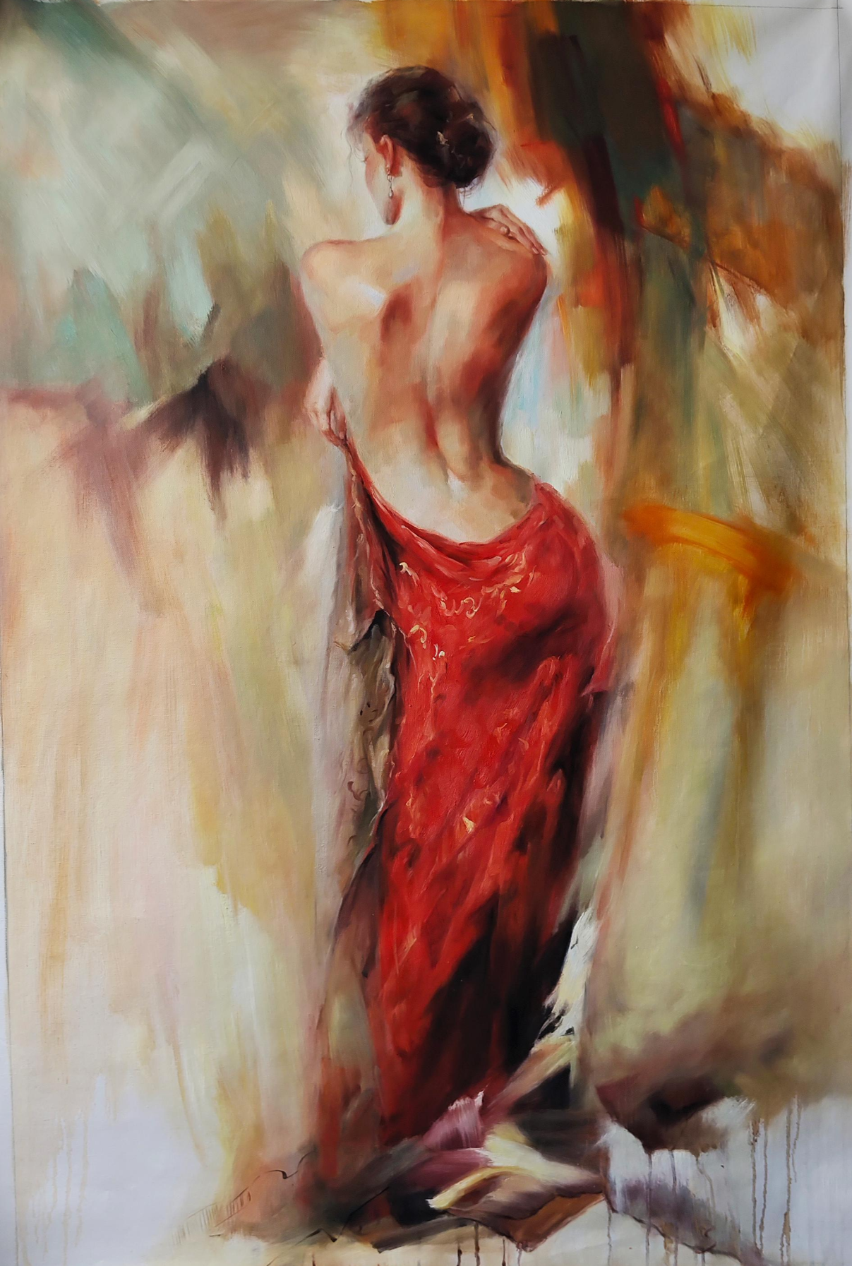 peinture huile sur toile faite sur commande - PORTRAIT DANSEUSE FLAMENCO