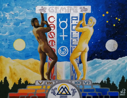 art-decoration-tableau-peinture-huile-toile-portrait male-homme-nu-gemaux