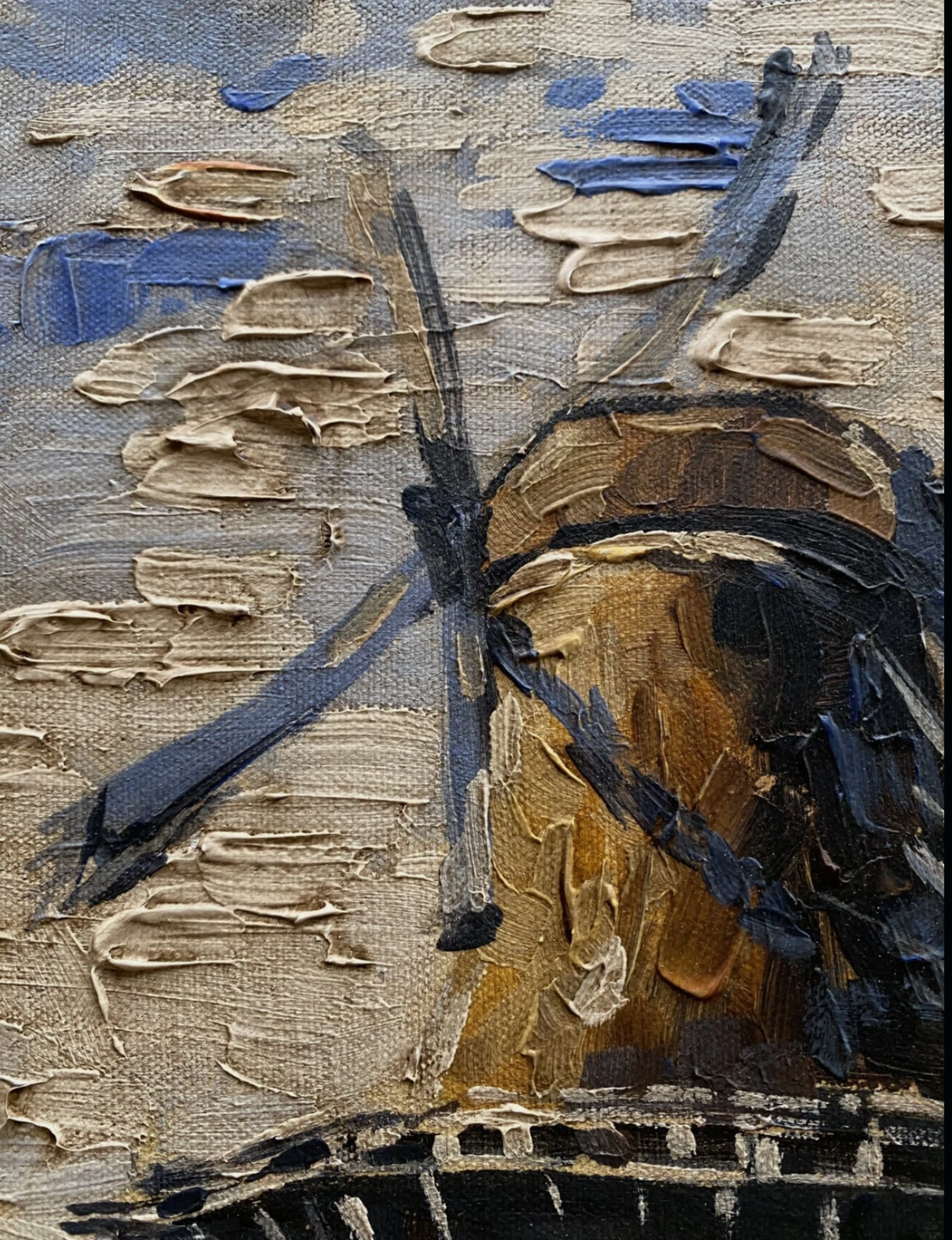 art-decoration-tableau-peinture-huile-toile-paysage-campagne-moulin-vent-d'après Van Gogh