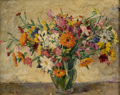 Tableau ancien original tableau signé P. Harvey daté 1946