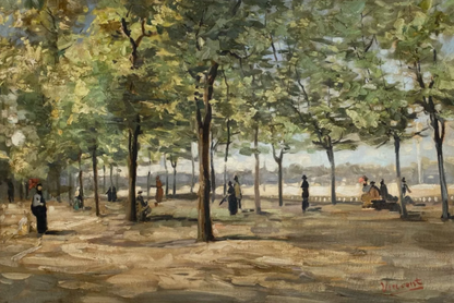 art-decoration-tableau-peinture-huile-toile-paysage-scene-promenade-parc-d'après Van Gogh (Copie)