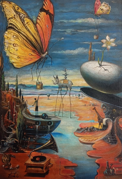 art-decoration-tableau-peinture-huile-toile-surrealisme-papillon