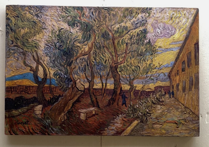 art-decoration-tableau-peinture-huile-toile-paysage-route campagne-village-d'après Van Gogh