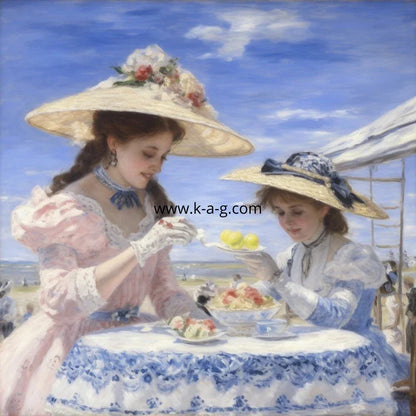 Tableau Original Tullasky – Acrylique sur toile – Œuvre unique - mère et fille à la plage - Kikooyou Art Gallery - Kikooyou Art Gallery